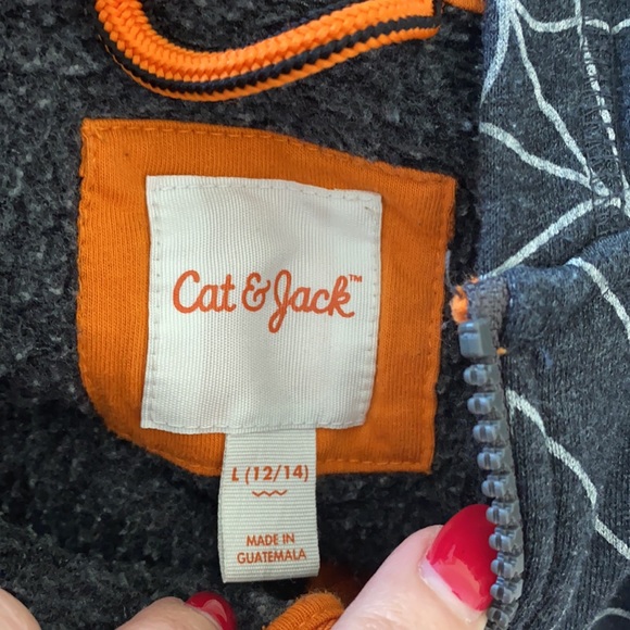 Cat & Jack Boys Spiderweb Sweatsuit Hoody Joggers Outfit SZ 12-14 Halloween - Picture 4 of 5